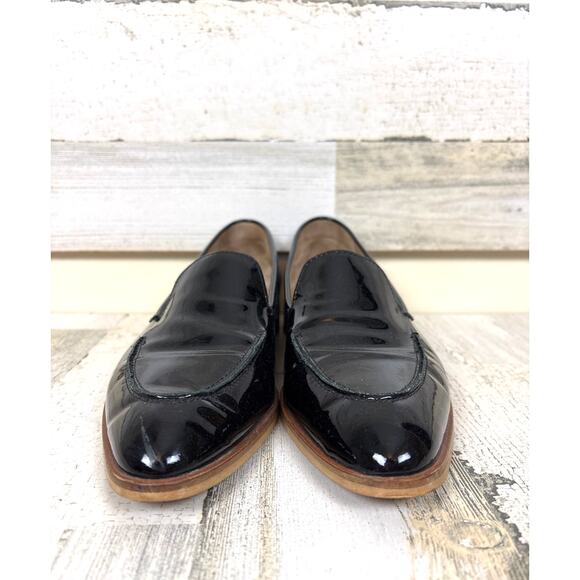 Everlane Women’s 7 Black Patent Italian Leather Pointed Toe Slip On Loafer Flats - Picture 3 of 9